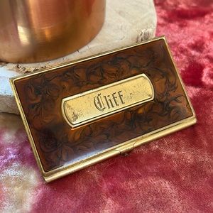 Vintage Brass Compact Business Card Holder